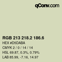 カラーコード: RGB 213 218.2 186.6 | qconv.com