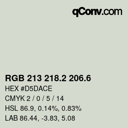 カラーコード: RGB 213 218.2 206.6 | qconv.com