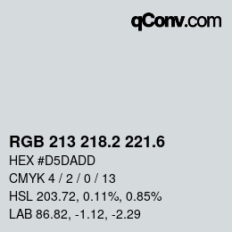 カラーコード: RGB 213 218.2 221.6 | qconv.com