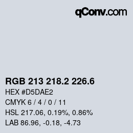 カラーコード: RGB 213 218.2 226.6 | qconv.com