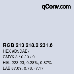 カラーコード: RGB 213 218.2 231.6 | qconv.com
