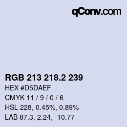 カラーコード: RGB 213 218.2 239 | qconv.com