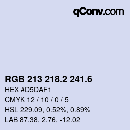 カラーコード: RGB 213 218.2 241.6 | qconv.com