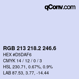 カラーコード: RGB 213 218.2 246.6 | qconv.com