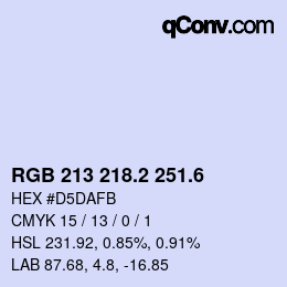 カラーコード: RGB 213 218.2 251.6 | qconv.com