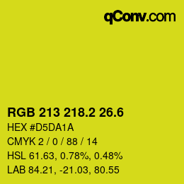 カラーコード: RGB 213 218.2 26.6 | qconv.com