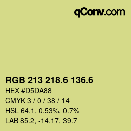 カラーコード: RGB 213 218.6 136.6 | qconv.com