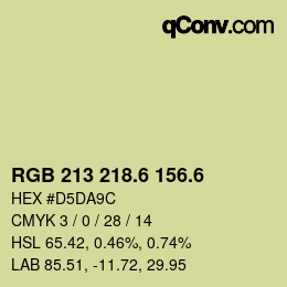 カラーコード: RGB 213 218.6 156.6 | qconv.com