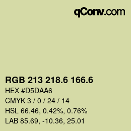 カラーコード: RGB 213 218.6 166.6 | qconv.com
