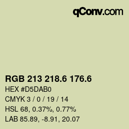 カラーコード: RGB 213 218.6 176.6 | qconv.com