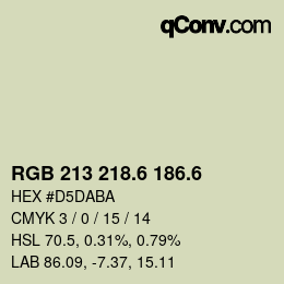 カラーコード: RGB 213 218.6 186.6 | qconv.com