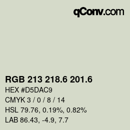 カラーコード: RGB 213 218.6 201.6 | qconv.com