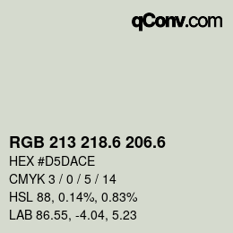 カラーコード: RGB 213 218.6 206.6 | qconv.com