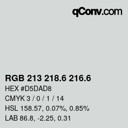 カラーコード: RGB 213 218.6 216.6 | qconv.com