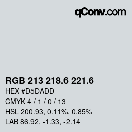 カラーコード: RGB 213 218.6 221.6 | qconv.com