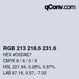 カラーコード: RGB 213 218.6 231.6 | qconv.com