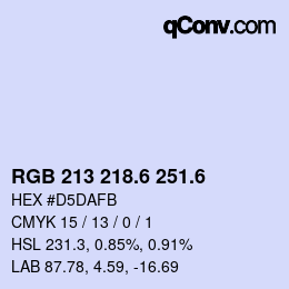 カラーコード: RGB 213 218.6 251.6 | qconv.com
