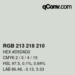 Código de color: RGB 213 218 210 | qconv.com