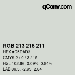 カラーコード: RGB 213 218 211 | qconv.com