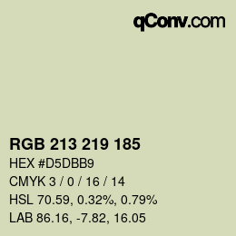 Color code: RGB 213 219 185 | qconv.com