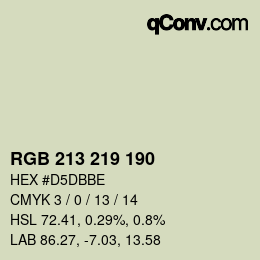 Color code: RGB 213 219 190 | qconv.com
