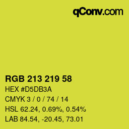 Color code: RGB 213 219 58 | qconv.com