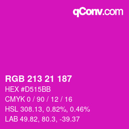 Color code: RGB 213 21 187 | qconv.com
