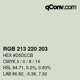 颜色代码: RGB 213 220 203 | qconv.com