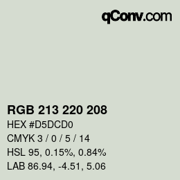 Color code: RGB 213 220 208 | qconv.com