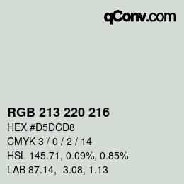 Color code: RGB 213 220 216 | qconv.com
