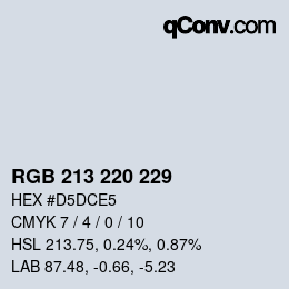 カラーコード: RGB 213 220 229 | qconv.com