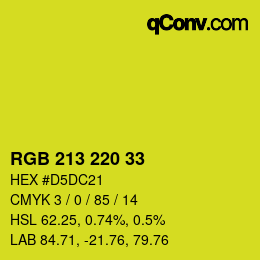 Color code: RGB 213 220 33 | qconv.com