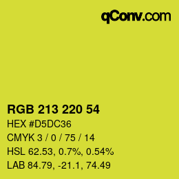 Color code: RGB 213 220 54 | qconv.com