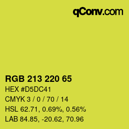 Color code: RGB 213 220 65 | qconv.com