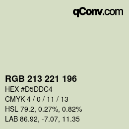 Color code: RGB 213 221 196 | qconv.com