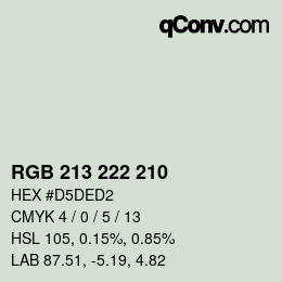 Color code: RGB 213 222 210 | qconv.com