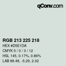 Color code: RGB 213 225 218 | qconv.com