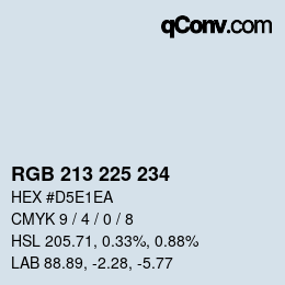 颜色代码: RGB 213 225 234 | qconv.com