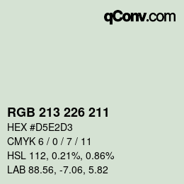 カラーコード: RGB 213 226 211 | qconv.com