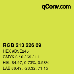 Color code: RGB 213 226 69 | qconv.com