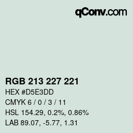 Código de color: RGB 213 227 221 | qconv.com