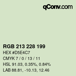 Color code: RGB 213 228 199 | qconv.com
