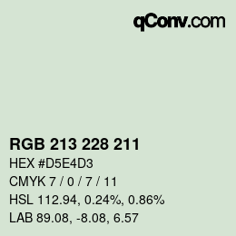 Código de color: RGB 213 228 211 | qconv.com