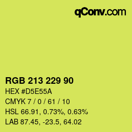 Color code: RGB 213 229 90 | qconv.com