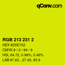 カラーコード: RGB 213 231 2 | qconv.com