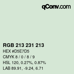 Color code: RGB 213 231 213 | qconv.com