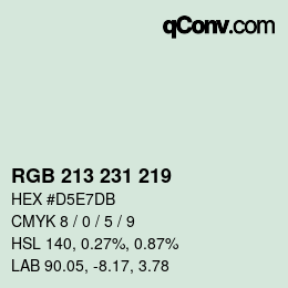 Color code: RGB 213 231 219 | qconv.com