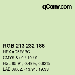Color code: RGB 213 232 188 | qconv.com