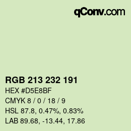 カラーコード: RGB 213 232 191 | qconv.com