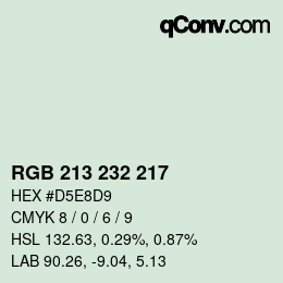 Farbcode: RGB 213 232 217 | qconv.com